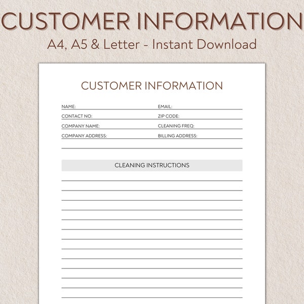 Customer Information Sheet - Etsy