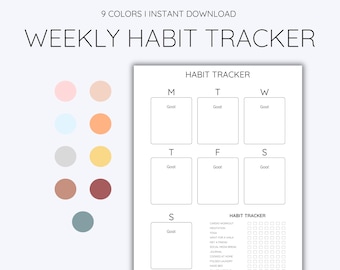 Weekly Habit Tracker Printable, Habit Tracker Template, Routine Tracker, 7 Day Habit Challenge, Motivation Planner, Instant Download