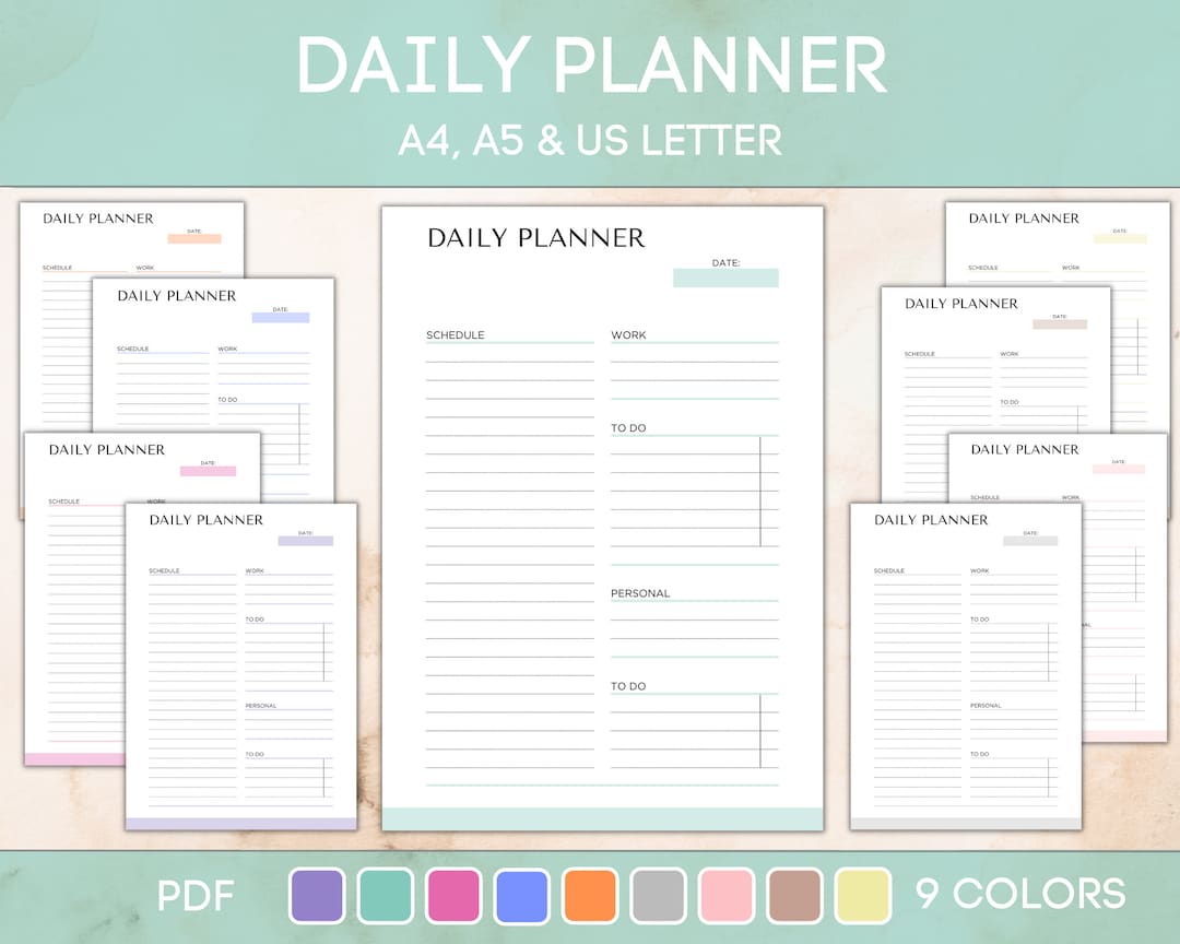 Daily Planner Printable, Editable Digital Planner, Work From Home