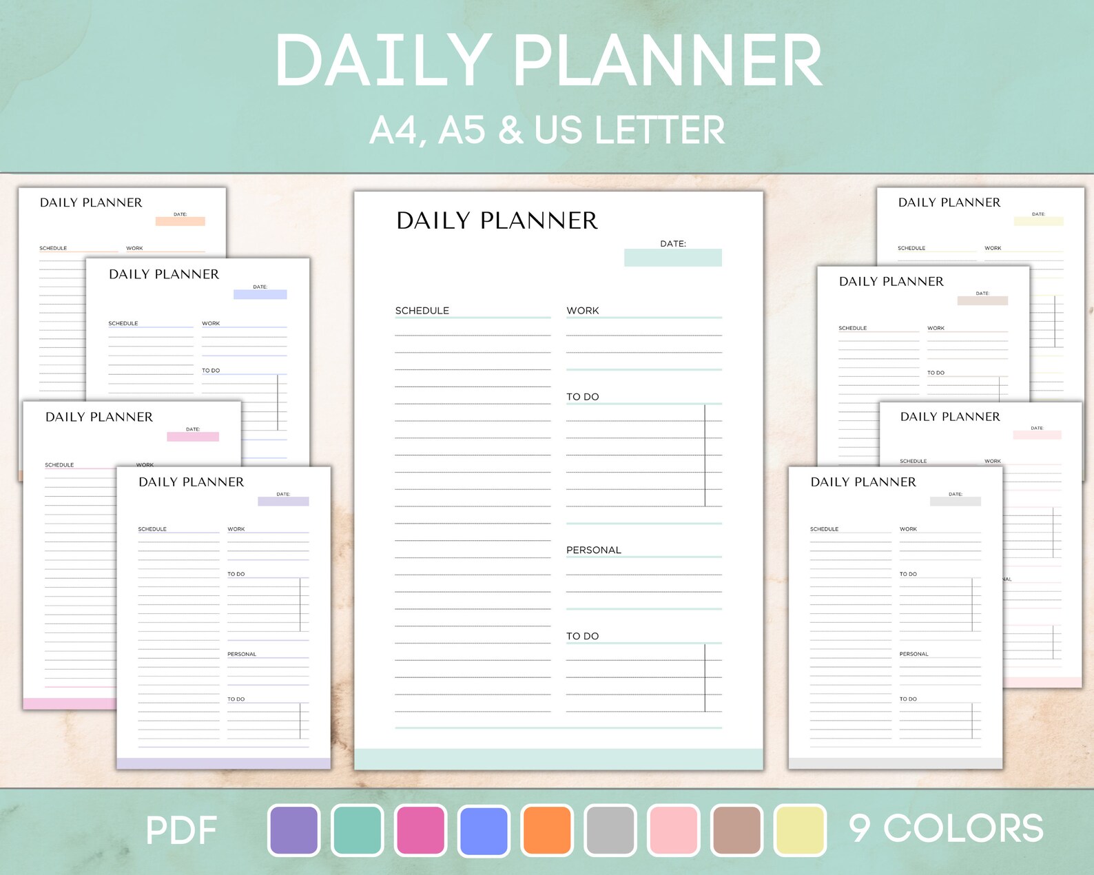 Daily Planner Printable, Editable Digital Planner, Work From Home ...