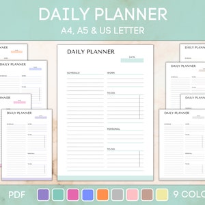 Daily Planner Printable, Editable Digital Planner, Work From Home, Remote Work Personal Planner, Todays Plan, Template Priority Planner