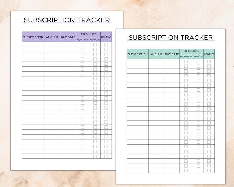 Editable Subscription Tracker, Membership Log, Accounts Sheet ...