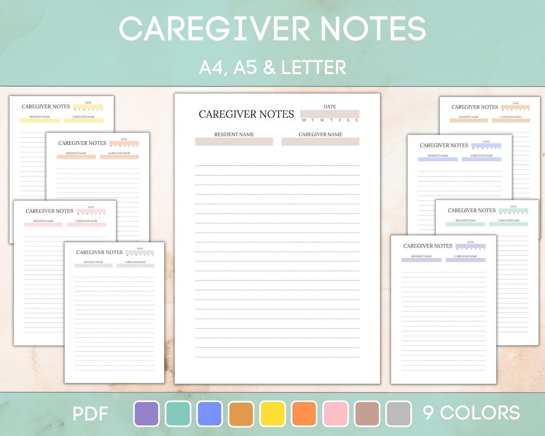 Editable and Printable Caregiver Notes, Caregiver Sheet, Notes for Editable and Printable Caregiver Notes, Caregiver Sheet, Notes for