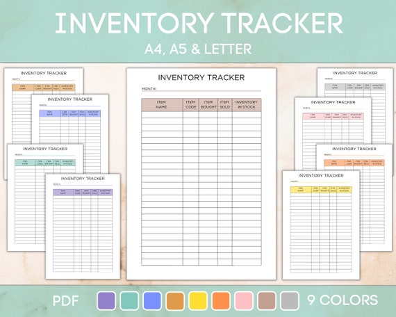 Inventory Sheets Printable Different Colors Spreadsheet Template Page