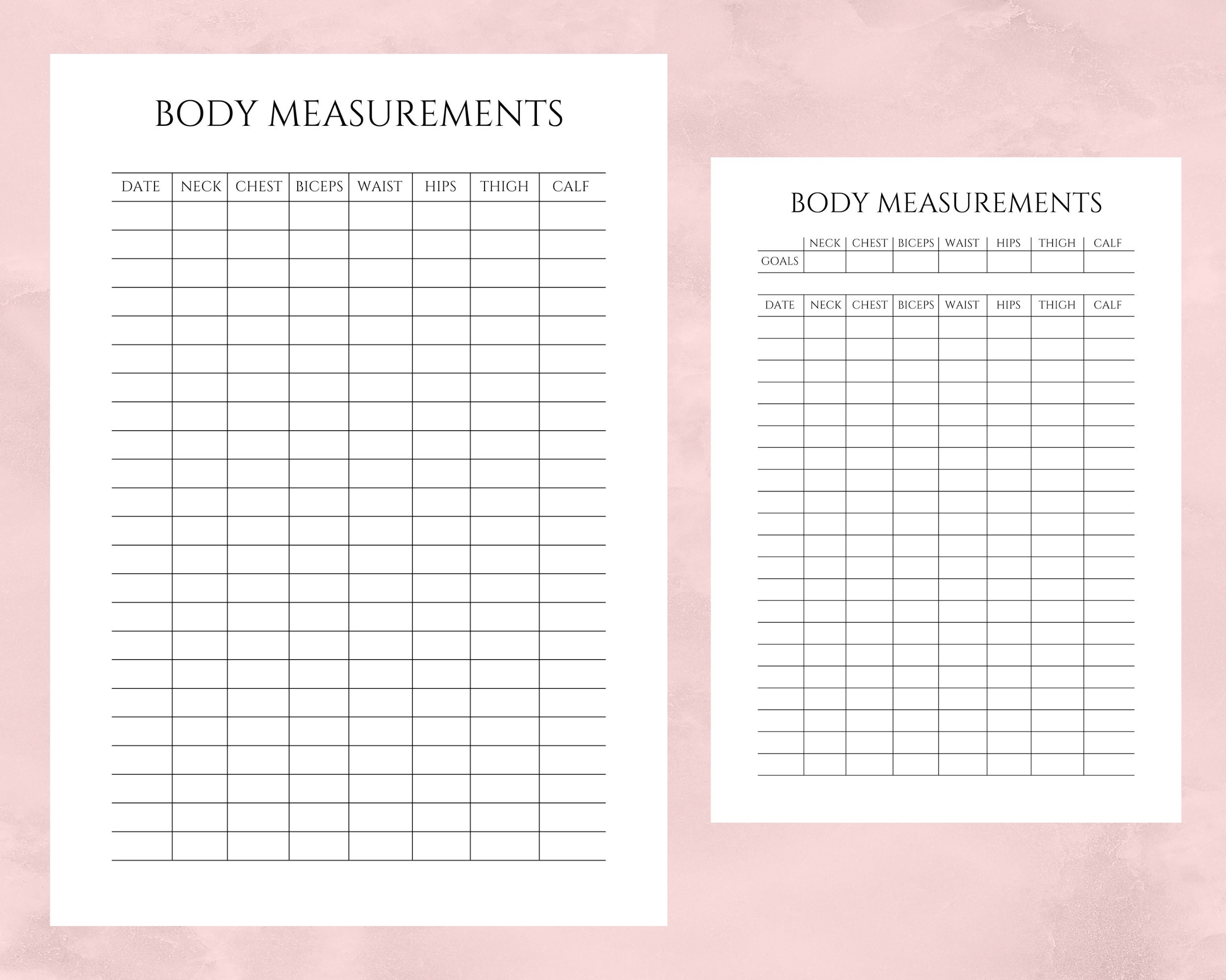 Body Measurement Tracker Printable and Editable, Weight Loss Planner ...