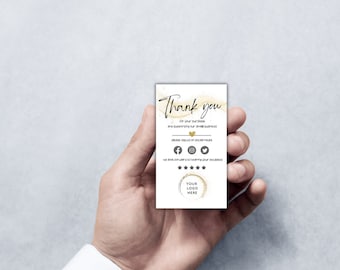 Insert de carte imprimable pour petite entreprise/carte d'insertion d'emballage/carte de visite de remerciement/modèle de carte d'emballage/modifiable