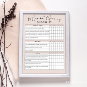 Daily Restaurant Cleaning Checklist Editable Opening Checklist Printable Cleaning Checklist Restaurant Management Worksheet Cleaning Log