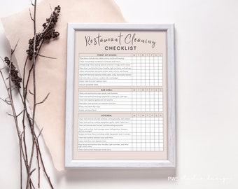 Checklist dagelijkse schoonmaak van restaurants Bewerkbare checklist openen Afdrukbare schoonmaakchecklist Schoonmaaklogboek restaurantmanagement