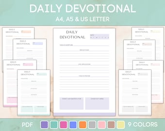 Dagelijkse devotional, bewerkbare afdrukbare bijbelstudie, sjabloon geloofsplanner, christelijk dagboek, pdf direct downloaden