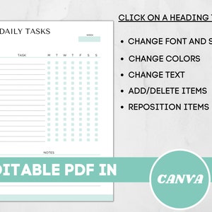 Daily Landscape Daily Task Checklist.pdf Printable Daily Tasks Template, Editable Daily Checklist, Daily Chore ...