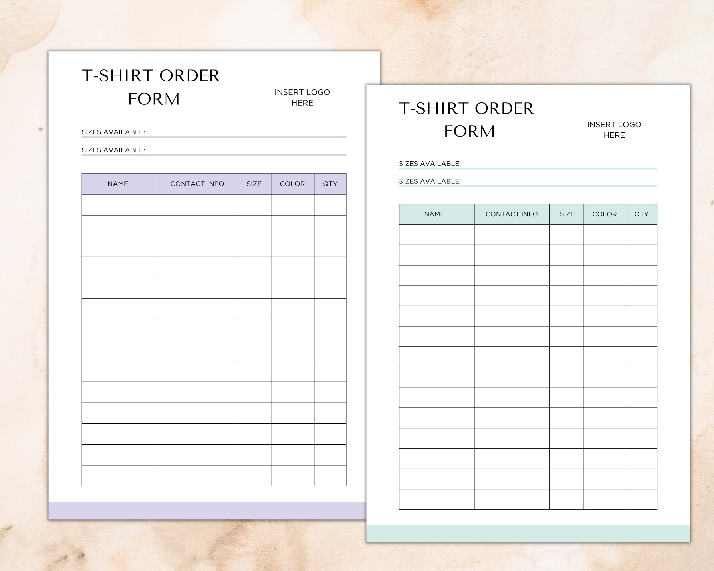 T-shirt Order Form Editable, Printable Shirt Order Form, Editable Small ...