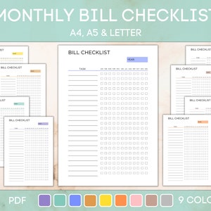 Editable Monthly Bill Payment Tracker, Printable Bill Payment Checklist, Bill Payment Log, Expense Tracker, Bill Planner, PDF Sheets