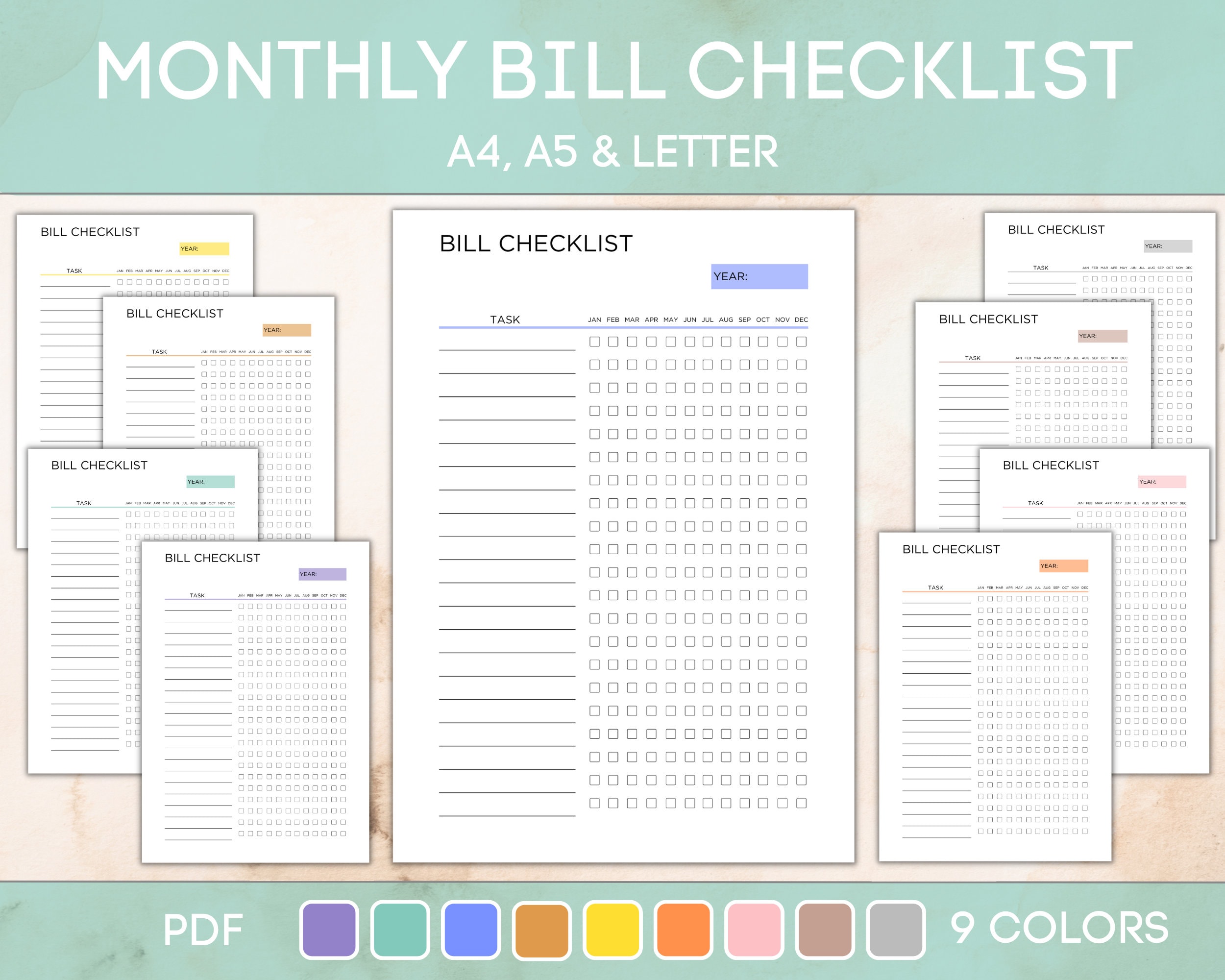 Editable Monthly Bill Payment Tracker, Printable Bill Payment Checklist ...