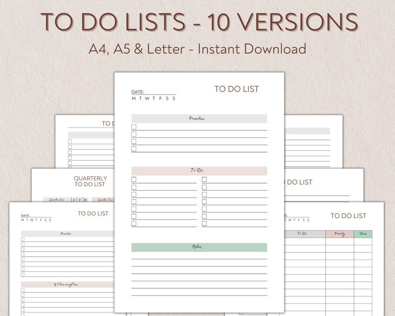 To Do Lists, Task Sheet, Printable &amp; Editable Templates PDF, A4 A5 ...
