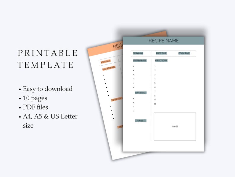 Recipe Sheet Printable, Customizable Meal Planner, Easy Cooking Guide ...