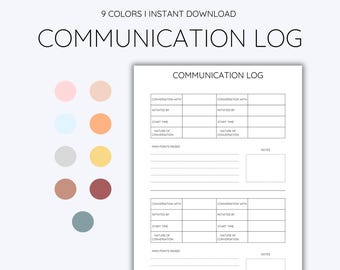 Printable Communication Log, Call Log Sheet, Parent Communication Template, Conversation Record, Editable Call Log