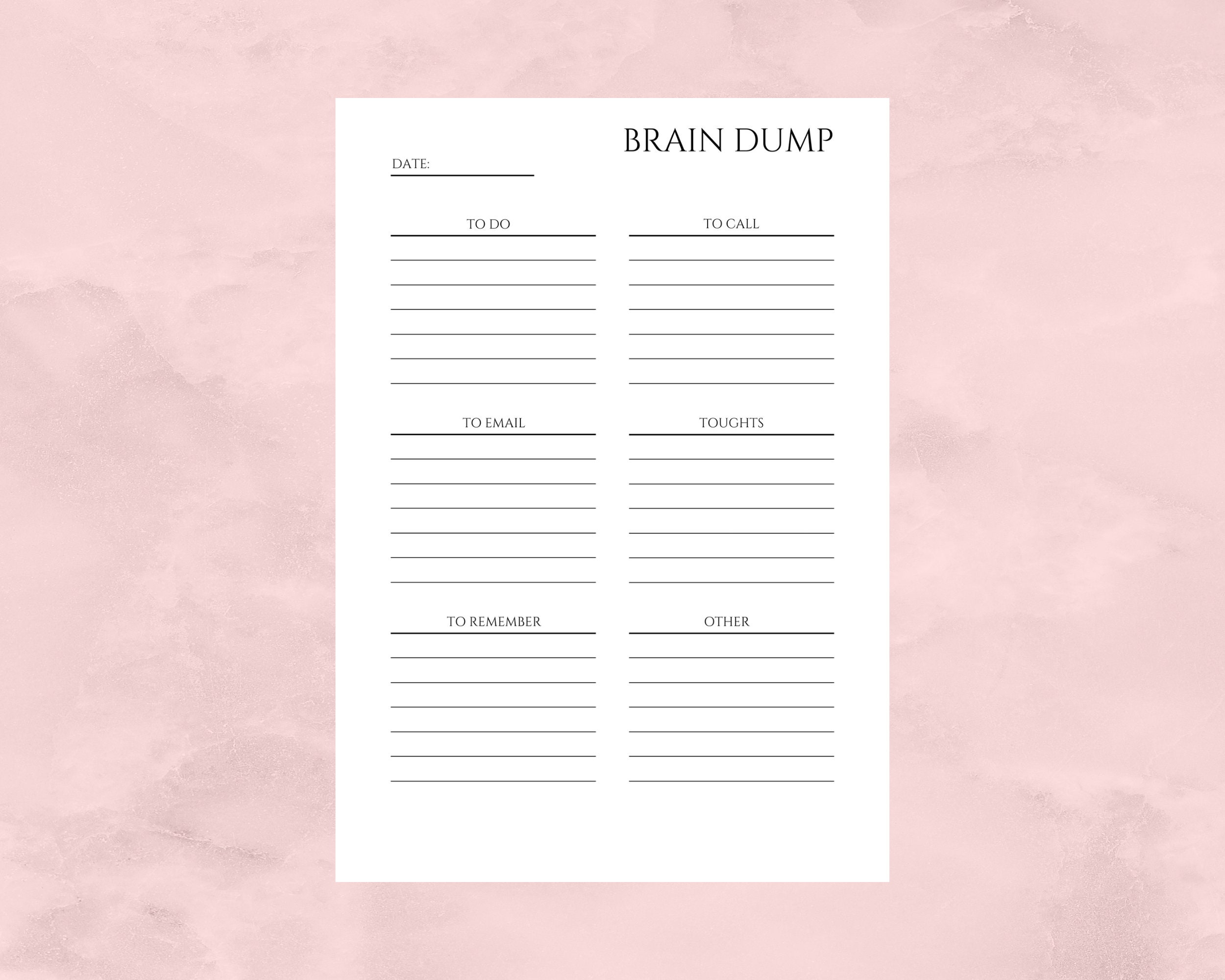 Brain Dump Small Bundle Printable and Editable, Instant Download ...