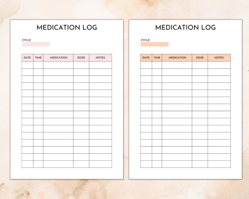 Editable and Printable Medication Log, Medicine Taker Tracker ...