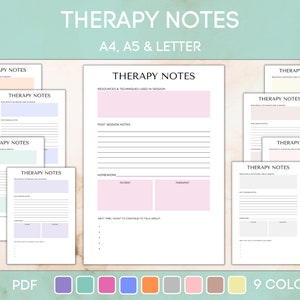 Therapist Notes, Therapy Worksheet, Mental Health Notes, Therapy Log, Notebook for Therapy, Counseling Notes, PDF A4 A5 US Letter