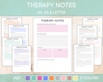Therapist Notes, Therapy Worksheet, Mental Health Notes, Therapy Log, Notebook for Therapy, Counseling Notes, PDF A4 A5 US Letter