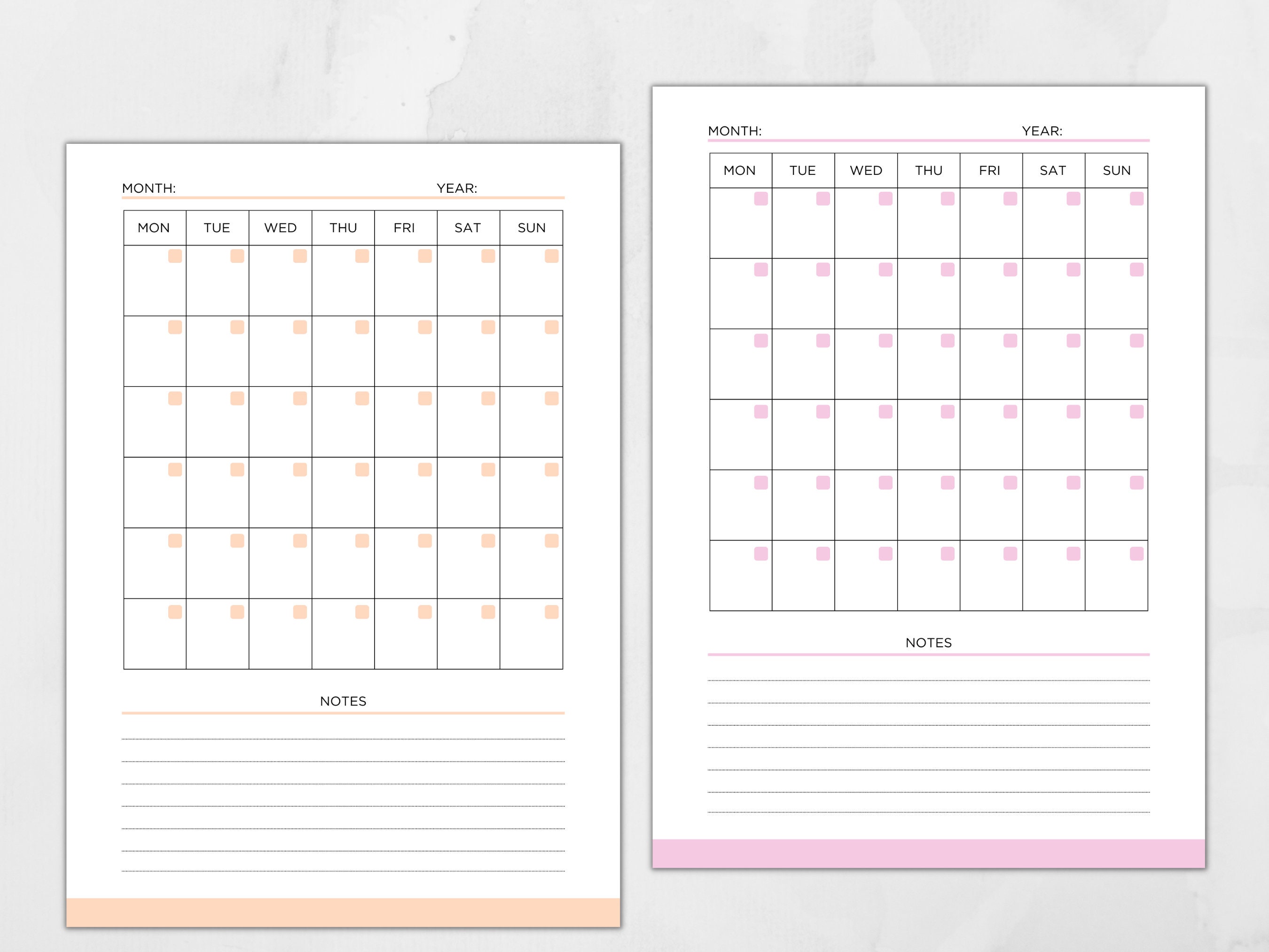 Printable Blank Calendar Template, Editable Calendar, Monthly Calendar