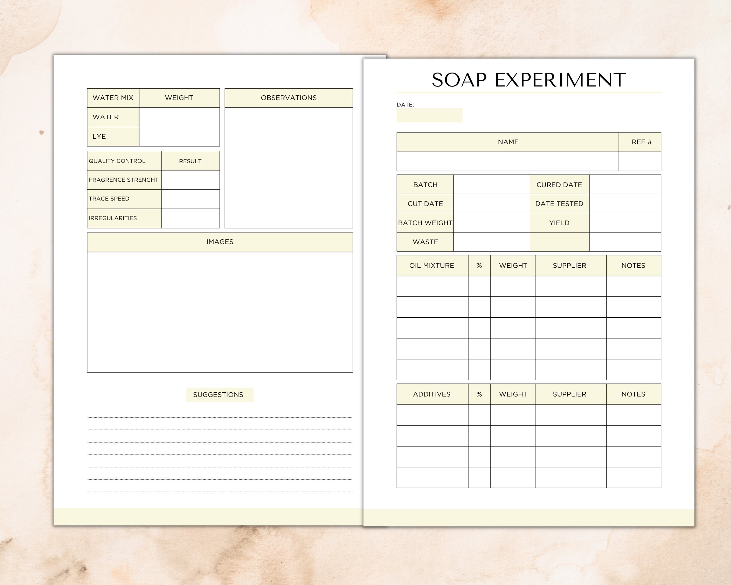 Blank Soap Recipe Sheet Printable, Editable Soap Making Recipe Cards