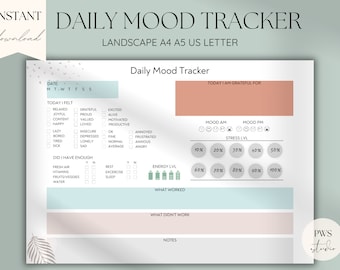Daily Mood Tracker Printable Mood Track Emotion Tracker Mood Journal Mental health Tracker Anxiety Tracker Self Care Diary A4 A5 Letter