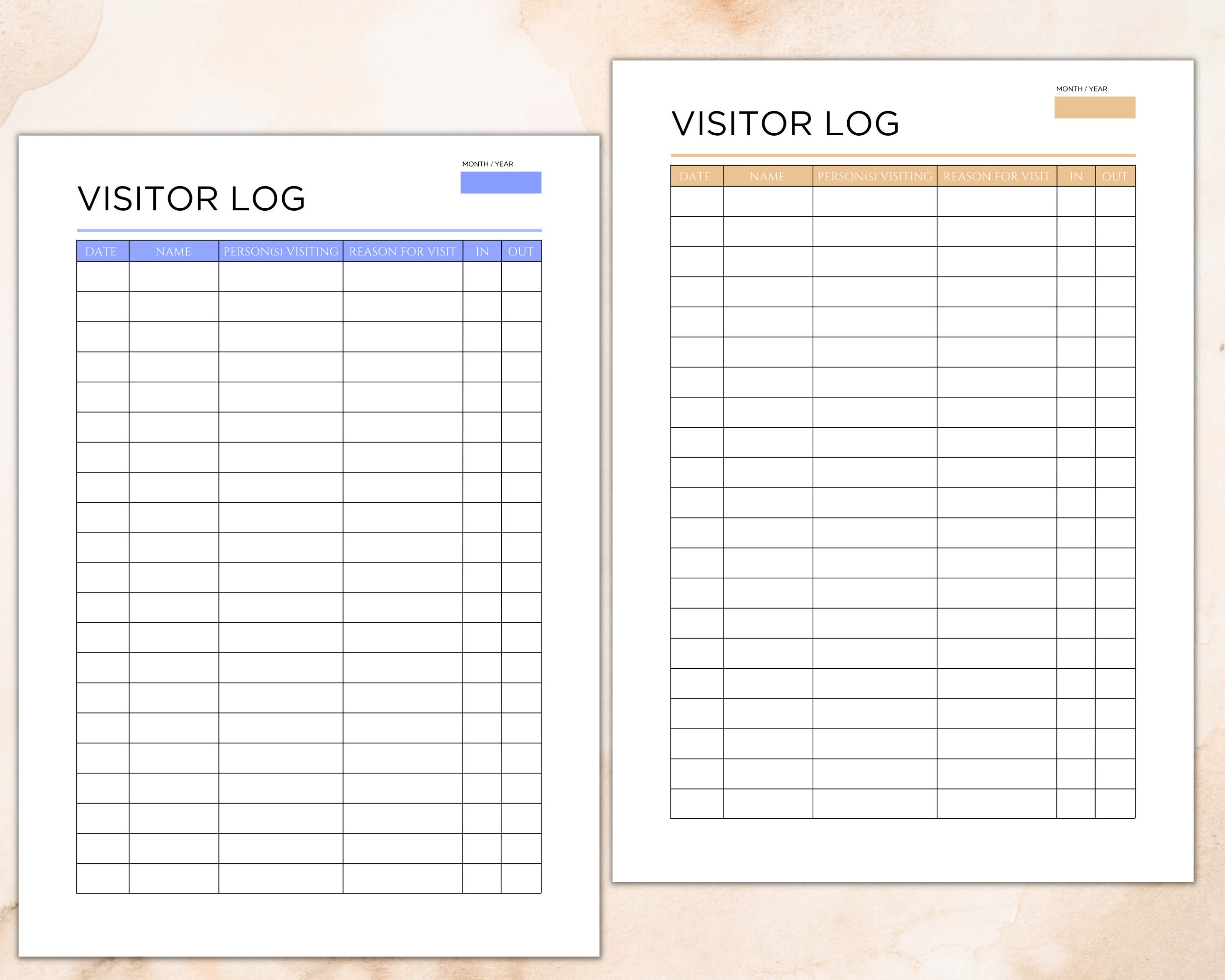Printable Visitor Log, Visitor Log Sheet, Visitor Logbook, Visitor