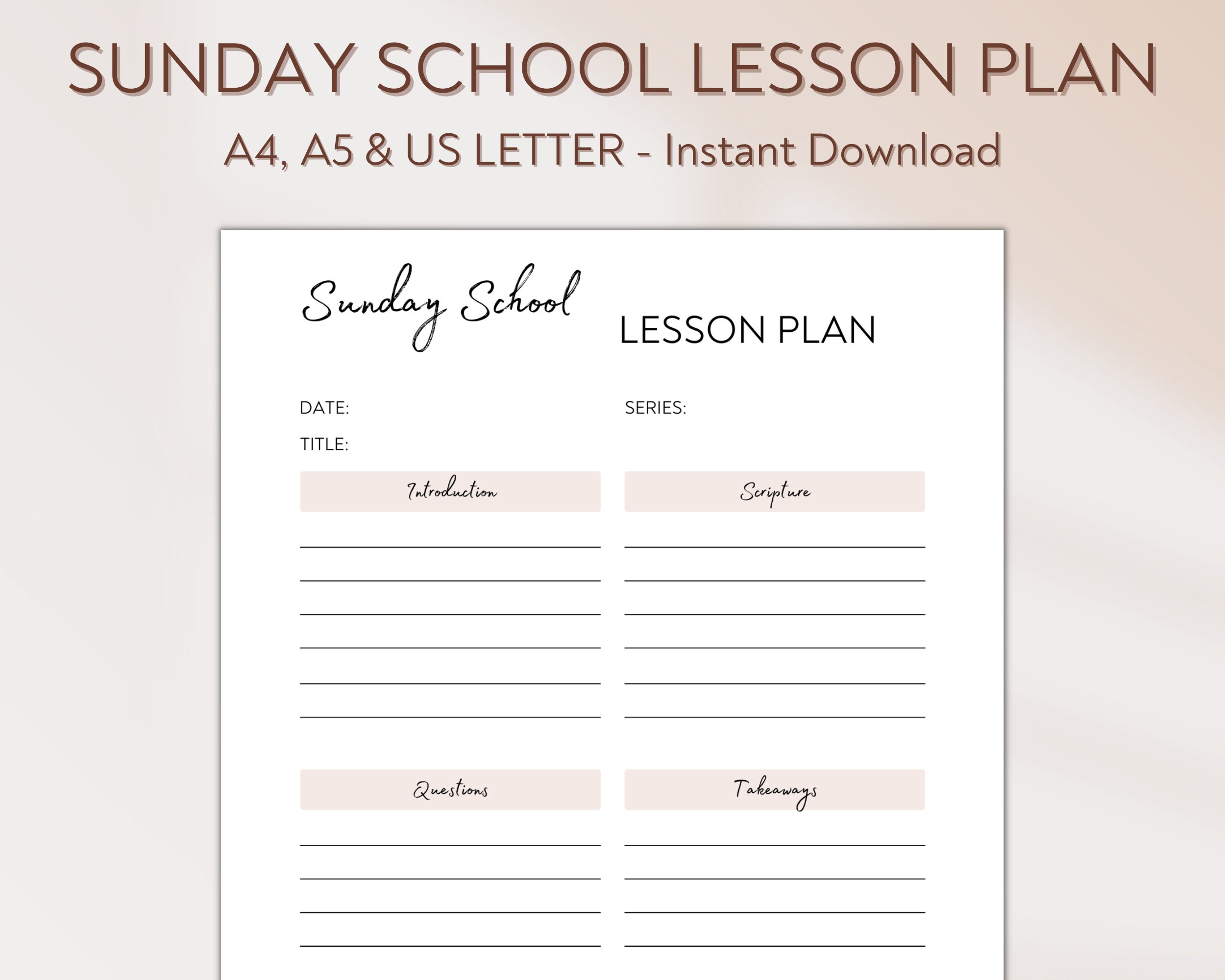 Sunday School Lesson Plan Printable Sunday School Teacher Planner Digital Planner For Sunday