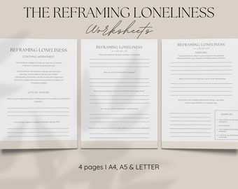 Reframing Loneliness Worksheets Done for You Course Brandable Coaching Resources Life Coaching Tools Therapy Worksheets Self Care Sheets