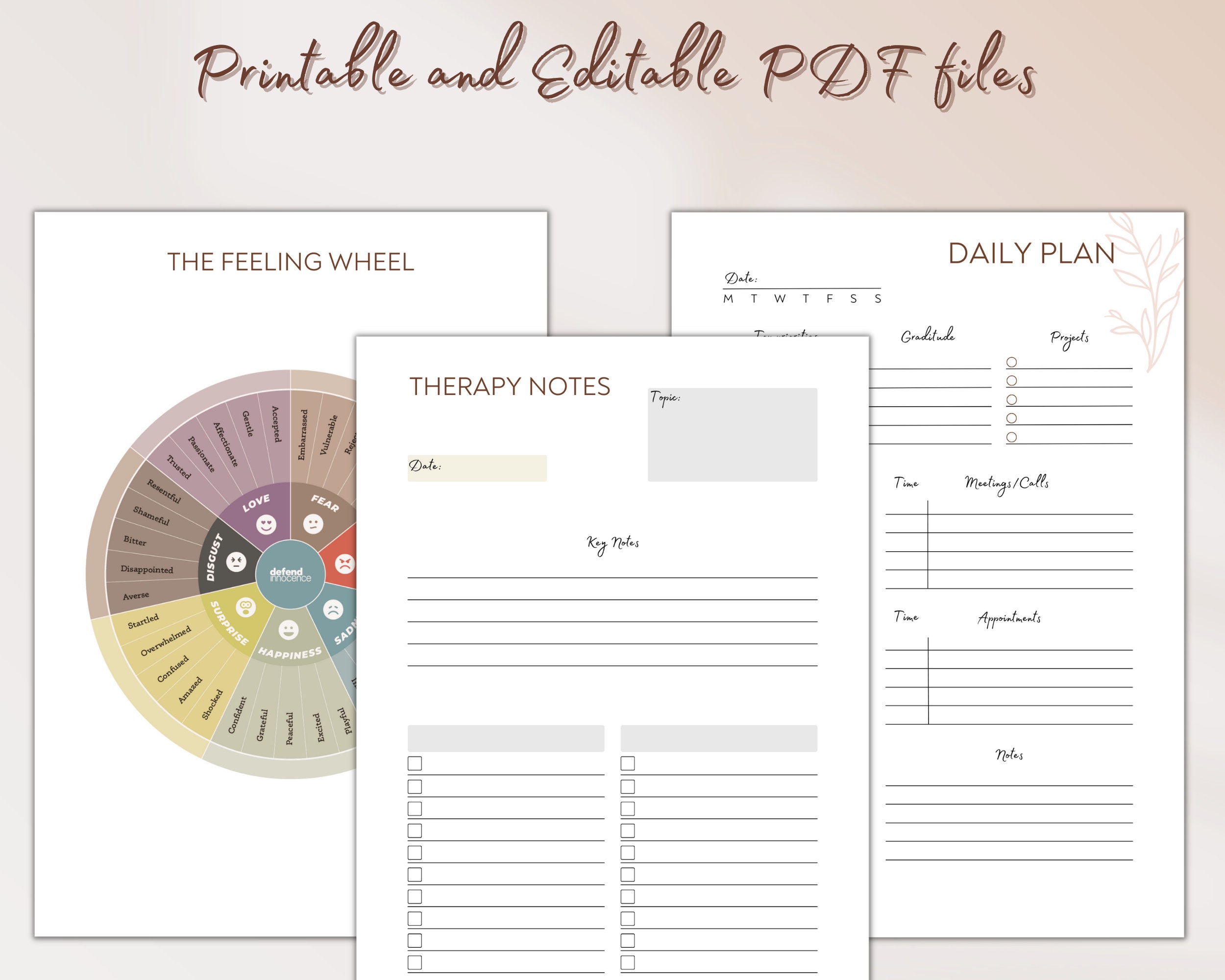 Therapy Journal Worksheets, Mental Health Journal, Self Care Planner ...