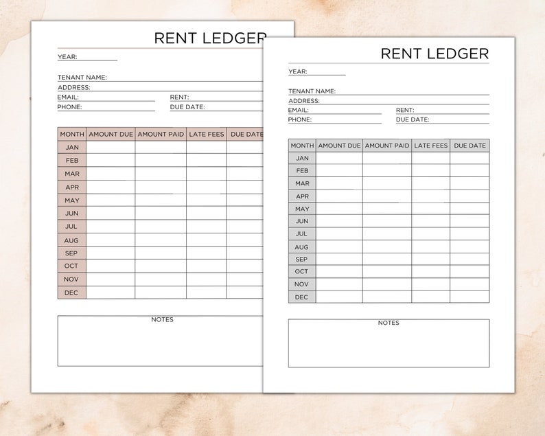 June Rent Sheet Printable Rent Payment Ledger, Printable Rent Payment Log, Rental ...