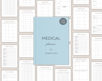 Medical Planner Printable and Editable, Healthcare Log, Chronic Illness Health Binder, A4 A5 Letter PDF