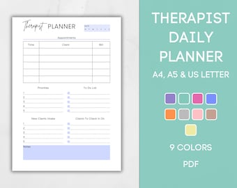Therapist Daily Planner, Printable Daily Therapist Appointments, Editable Clinical Documentation, Counselor Log, Therapy Appointment Sheet