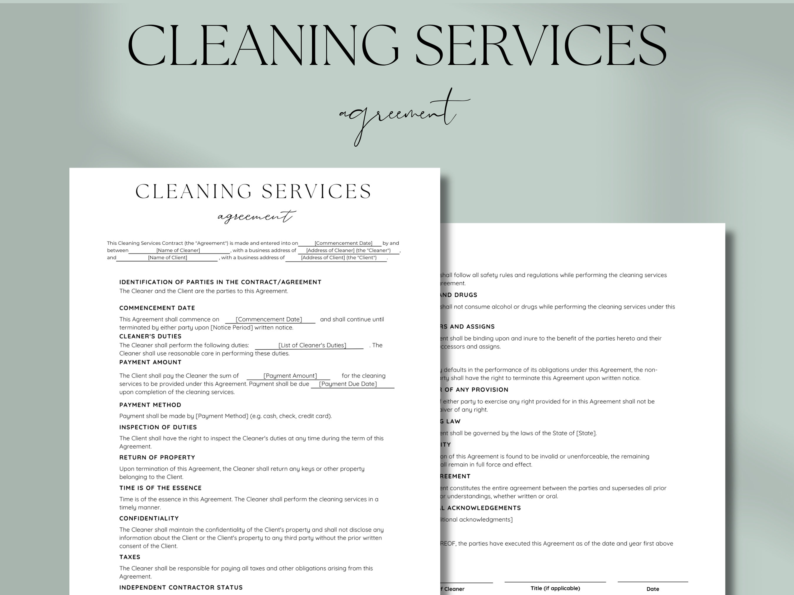 Commercial Cleaning Service Agreement Template - Colomboalumni.org