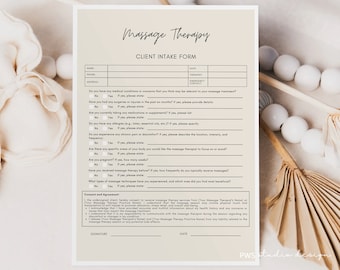 Massage Therapy Intake Form Client Consent Form Massage Consultation Massage Therapist Editable Template Instant Download