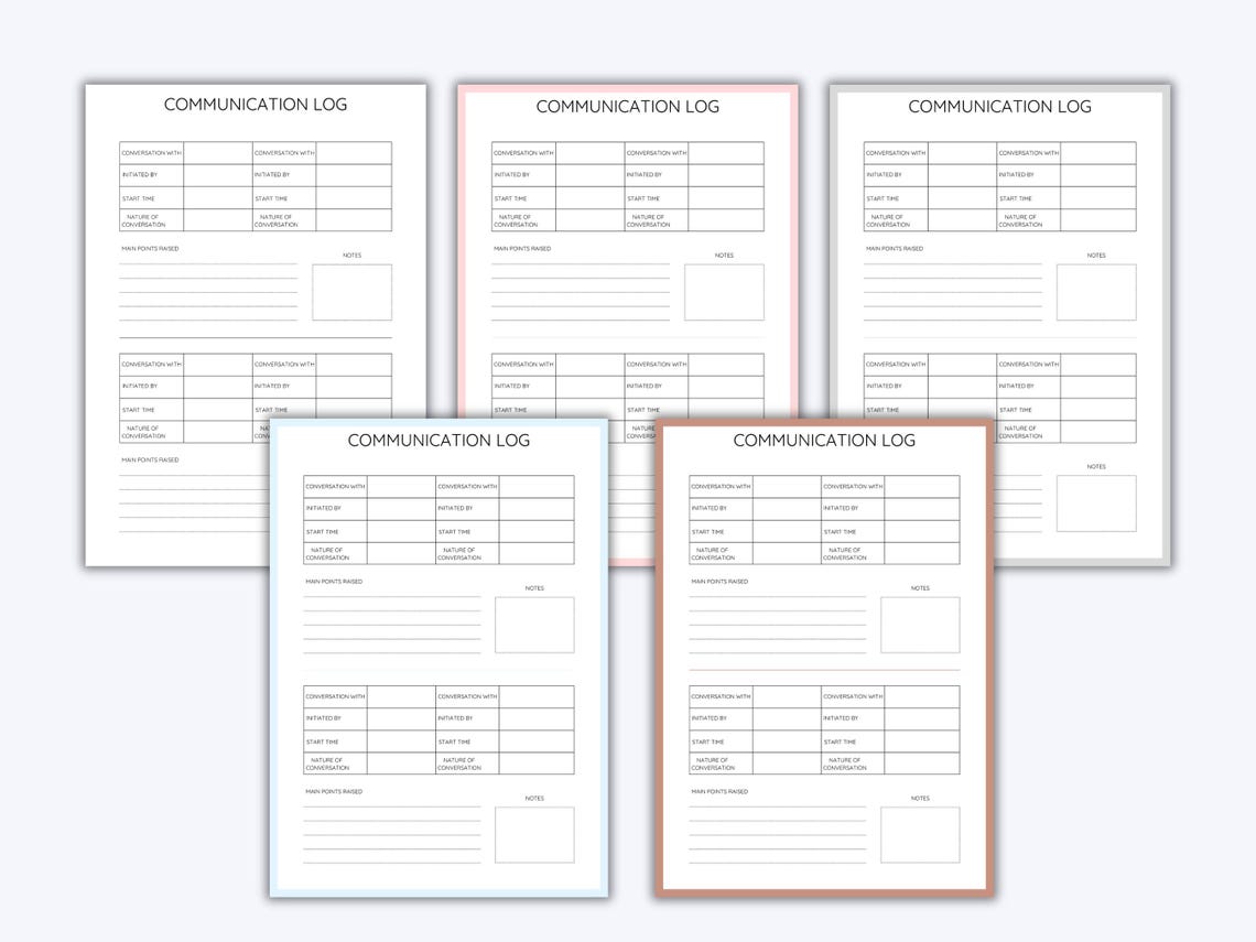 Printable Communication Log, Call Log Sheet, Parent Communication ...
