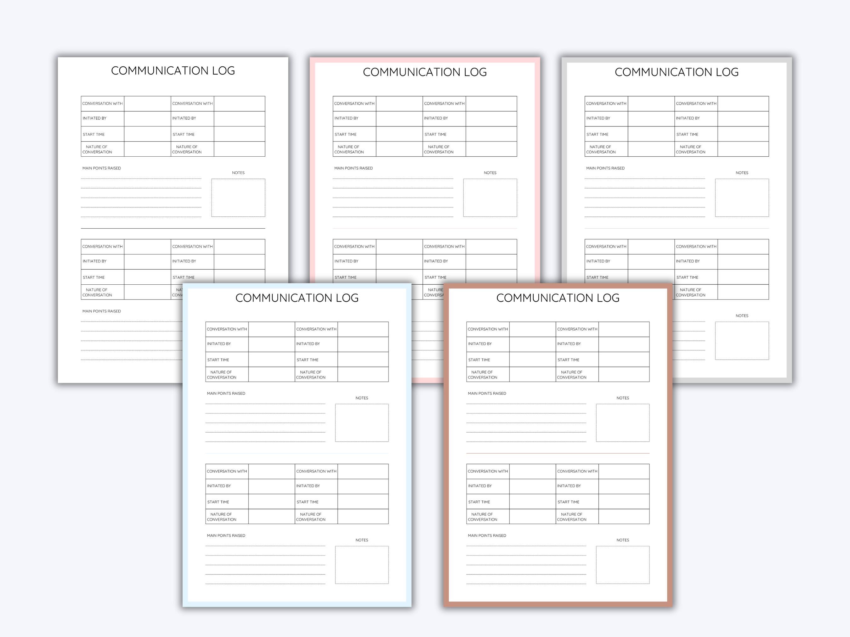 Conversation Log Example Printable Communication Log, Call Log Sheet, Parent Communication ...