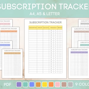 Printable and Editable Subscription Tracker, Membership Checklist, Streaming Service Log, Accounts Organizer, PDF Instant Download