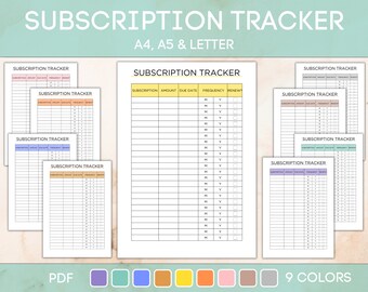 Printable and Editable Subscription Tracker, Membership Checklist, Streaming Service Log, Accounts Organizer, PDF Instant Download