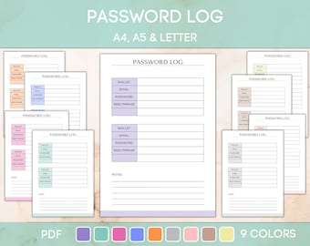 Password Tracker Printable, Editable Password Keeper, Password Organizer, Password Log, Password List, Instant Download PDF