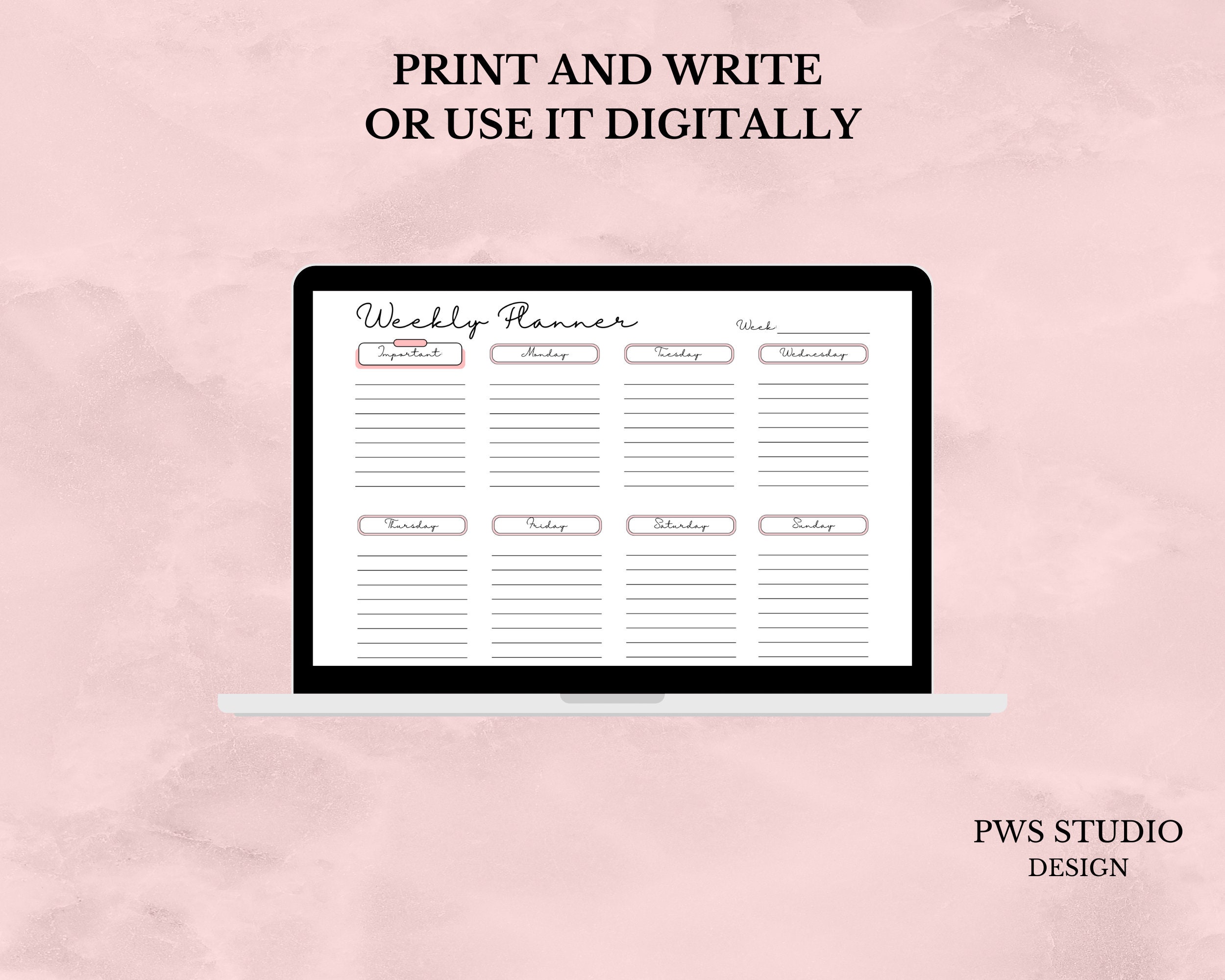 Editable and Printable Weekly Planner, Digital to Do List, Task List ...