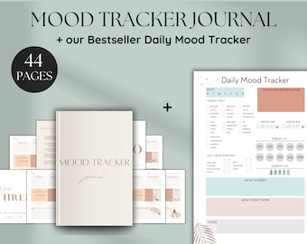 Ultimate Daily Mood Tracker Bundle Mood Tracker Diário Planejador de saúde mental TDAH Planilhas diárias de autocuidado Log Kit mensal de humor