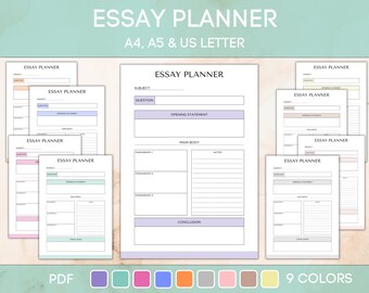 Essay Planner Printable, Editable Essay Writing Template, Planner Student, Planner Insert, PDF Instant Download