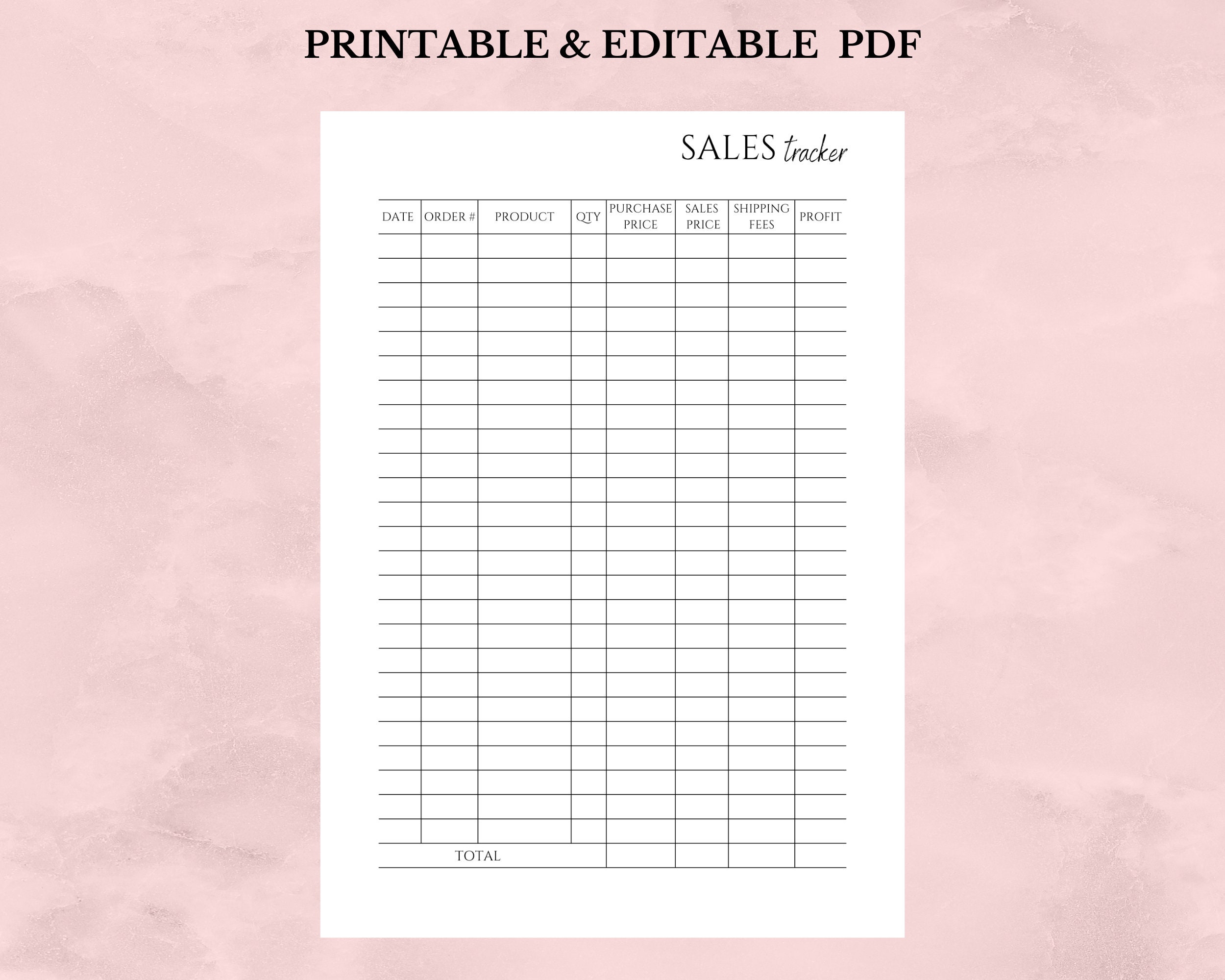 Online Sales Tracker Printable and Editable, Small Business, Reseller, Online Seller, Store ...