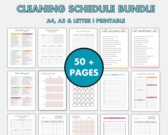 Ultimate cleaning bundle printable, Cleaning Planner Bundle, Weekly, Monthly, Cleaning Checklist, Planner, Cleaning Schedule, PDF