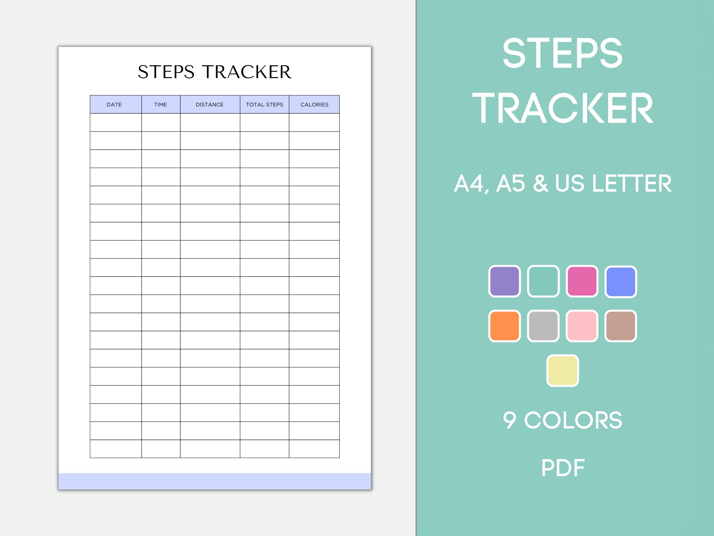 Printable Step Tracker, Editable Step Log, Walking Journal, Exercise ...