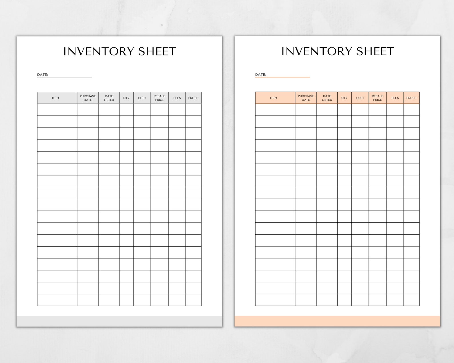 Printable Reseller Inventory Sheet, Editable Small Business Inventory ...