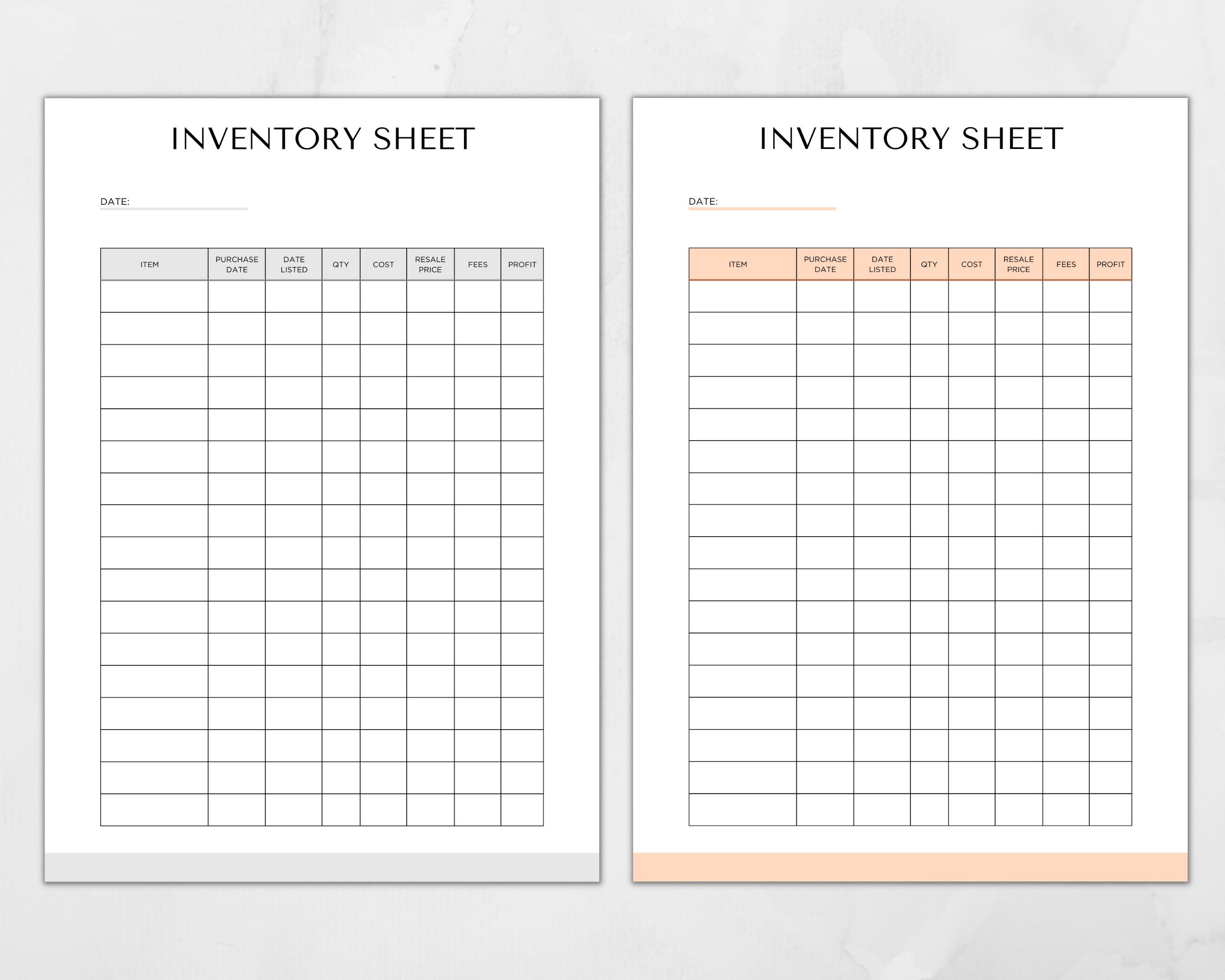Printable Reseller Inventory Sheet, Editable Small Business Inventory ...