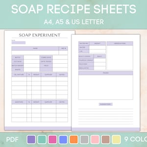 Blank Soap Recipe Sheet Printable, Editable Soap Making Recipe Cards, Soap Planner, Soap Making, PDF Instant Download